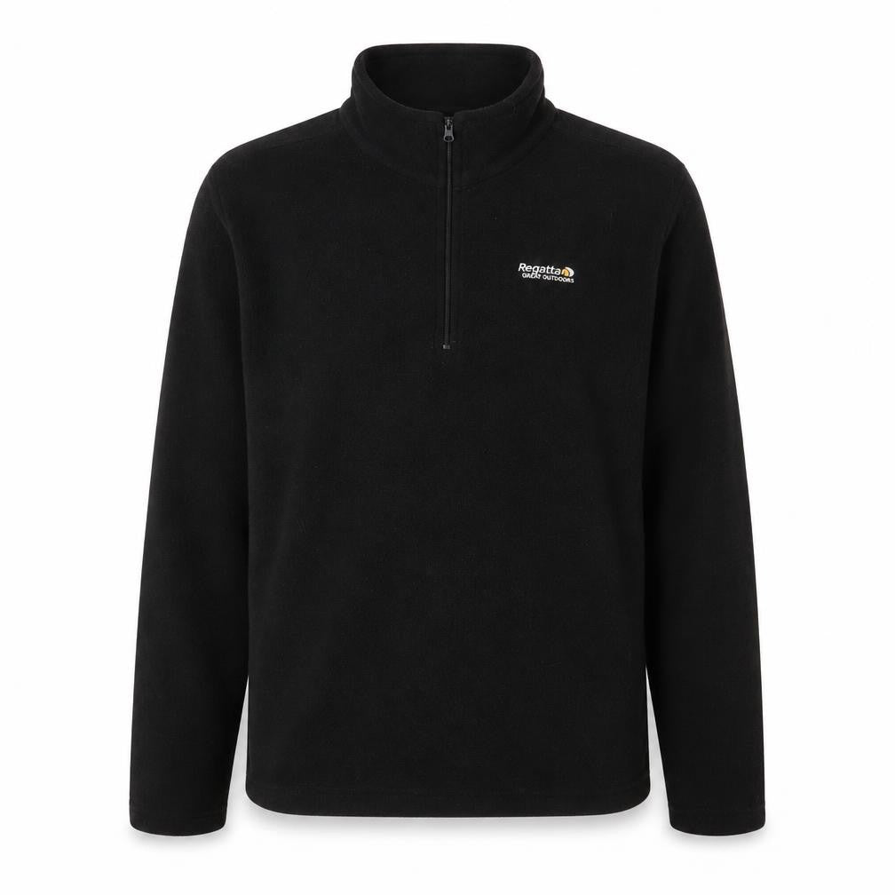 Front view of Regatta Men's Black Fleece 1/4 Zip Pullover Sweatshirt, size S