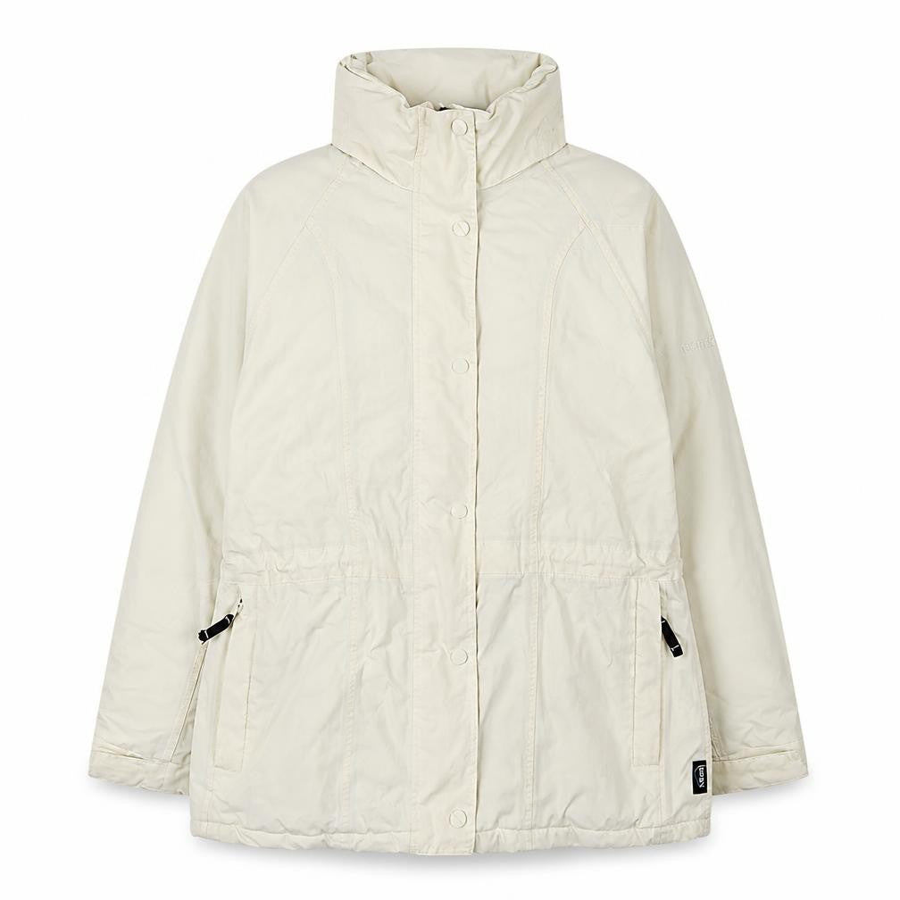 Front view of Regatta women’s ivory waterproof parka jacket, size UK 12
