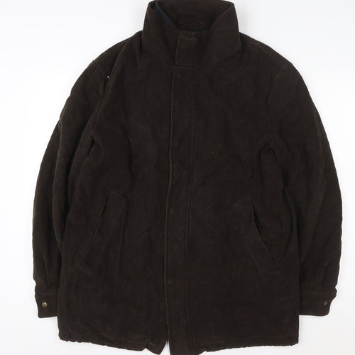 Racing Green Men's Brown Cotton Overcoat L Regular Fit