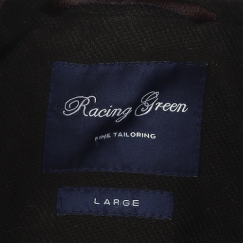 Racing Green Men's Brown Cotton Overcoat L Regular Fit