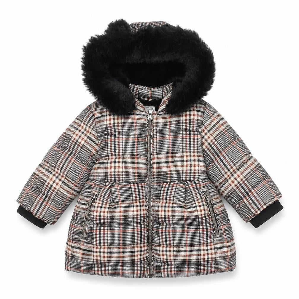 Next Unisex Baby Multicoloured Check Puffer Coat 9-12 Months Hooded Winter Jacket