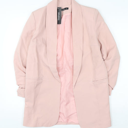 Boohoo Women’s Pink Longline Shawl Blazer Jacket Size M