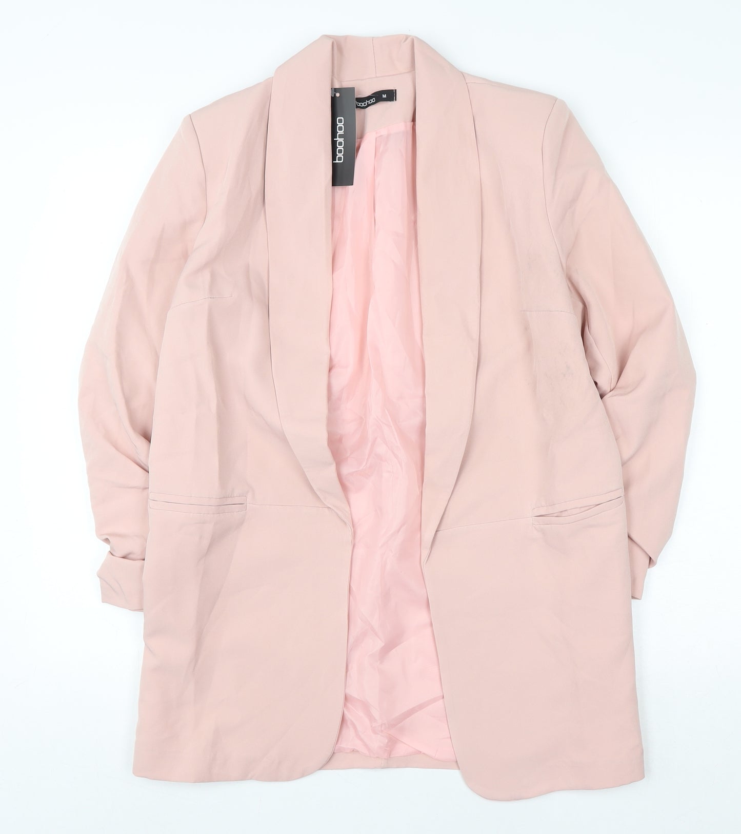 Boohoo Women’s Pink Longline Shawl Blazer Jacket Size M
