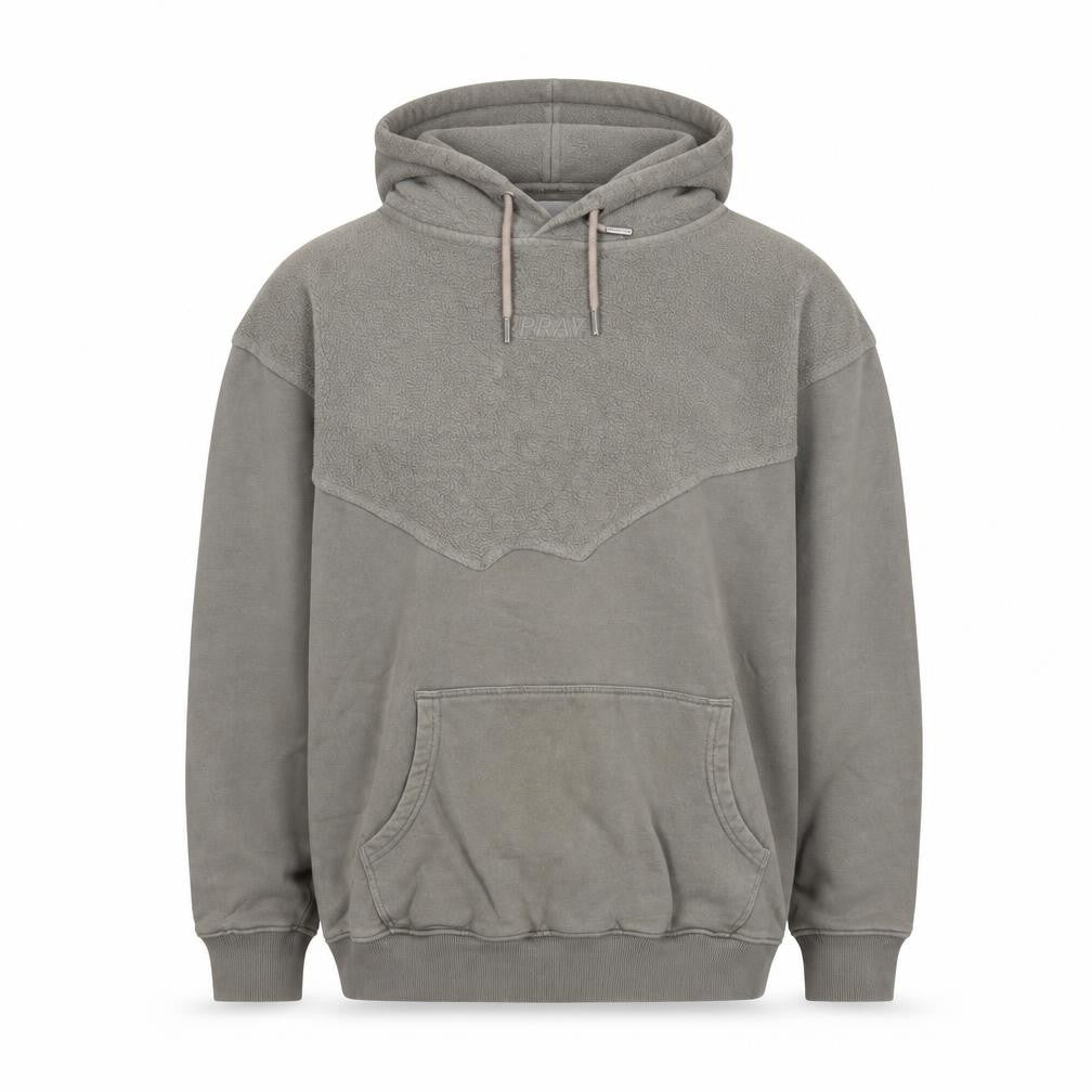 Front view of Pray Men’s Grey XL Pullover Hoodie Cotton Fleece Sweatshirt