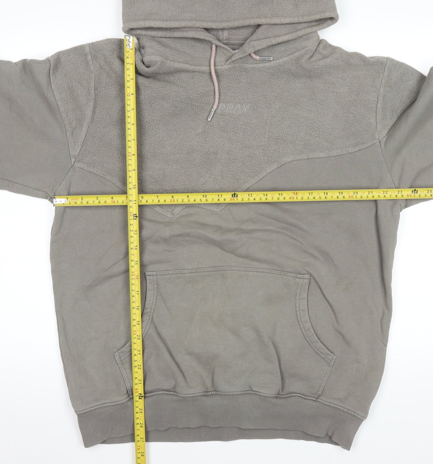Pray Men’s Grey XL Pullover Hoodie Cotton Fleece Sweatshirt