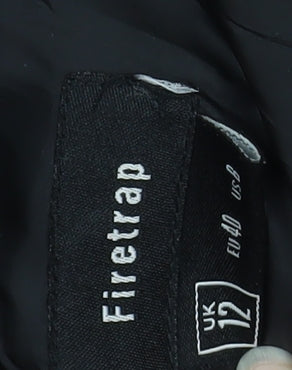 Firetrap Womens Black Puffer Jacket Coat Size 12 Hooded Long Zip Winter