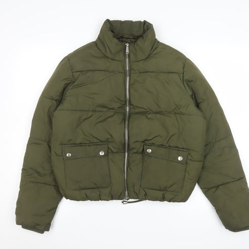 Matalan Girls Green Puffer Jacket 14 Years Full Zip Winter Coat