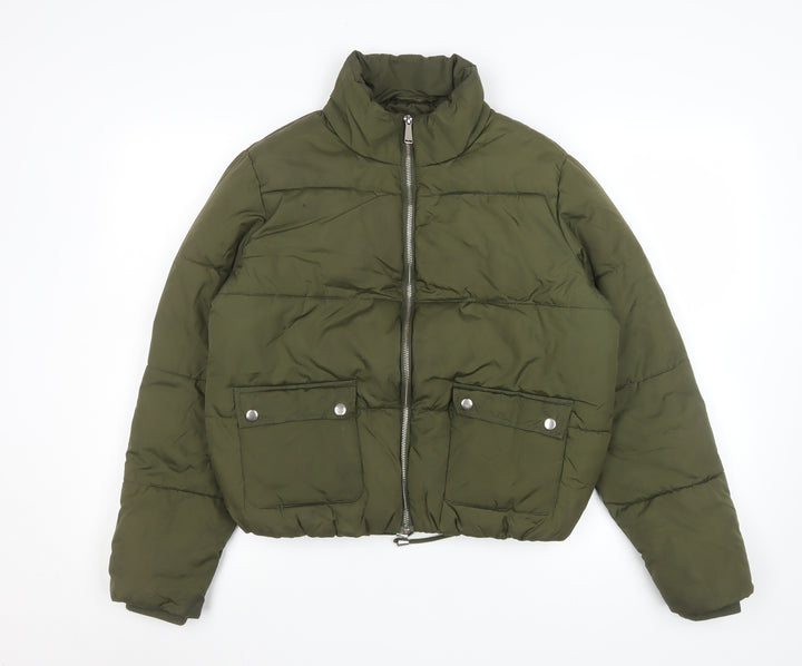 Matalan Girls Green Puffer Jacket 14 Years Full Zip Winter Coat