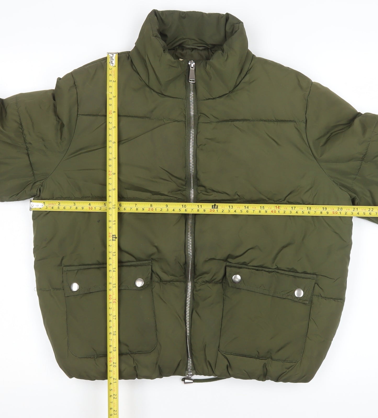 Matalan Girls Green Puffer Jacket 14 Years Full Zip Winter Coat