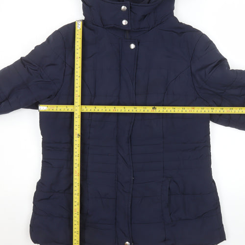 Jacqueline de Yong Women's Blue Size 10 Hooded Puffer Jacket