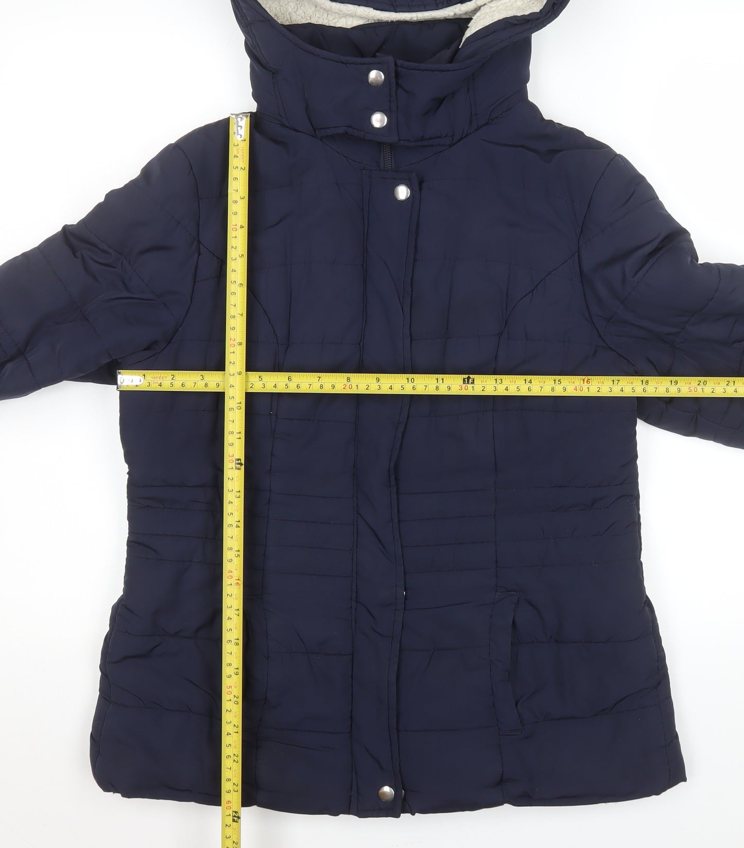 Jacqueline de Yong Women's Blue Size 10 Hooded Puffer Jacket
