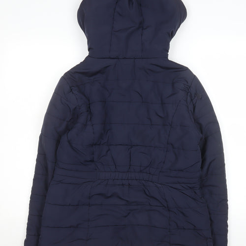Jacqueline de Yong Women's Blue Size 10 Hooded Puffer Jacket
