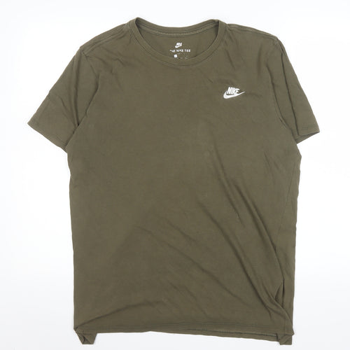 Nike Men's Khaki Green Classic Crew Neck Cotton T-Shirt Size L