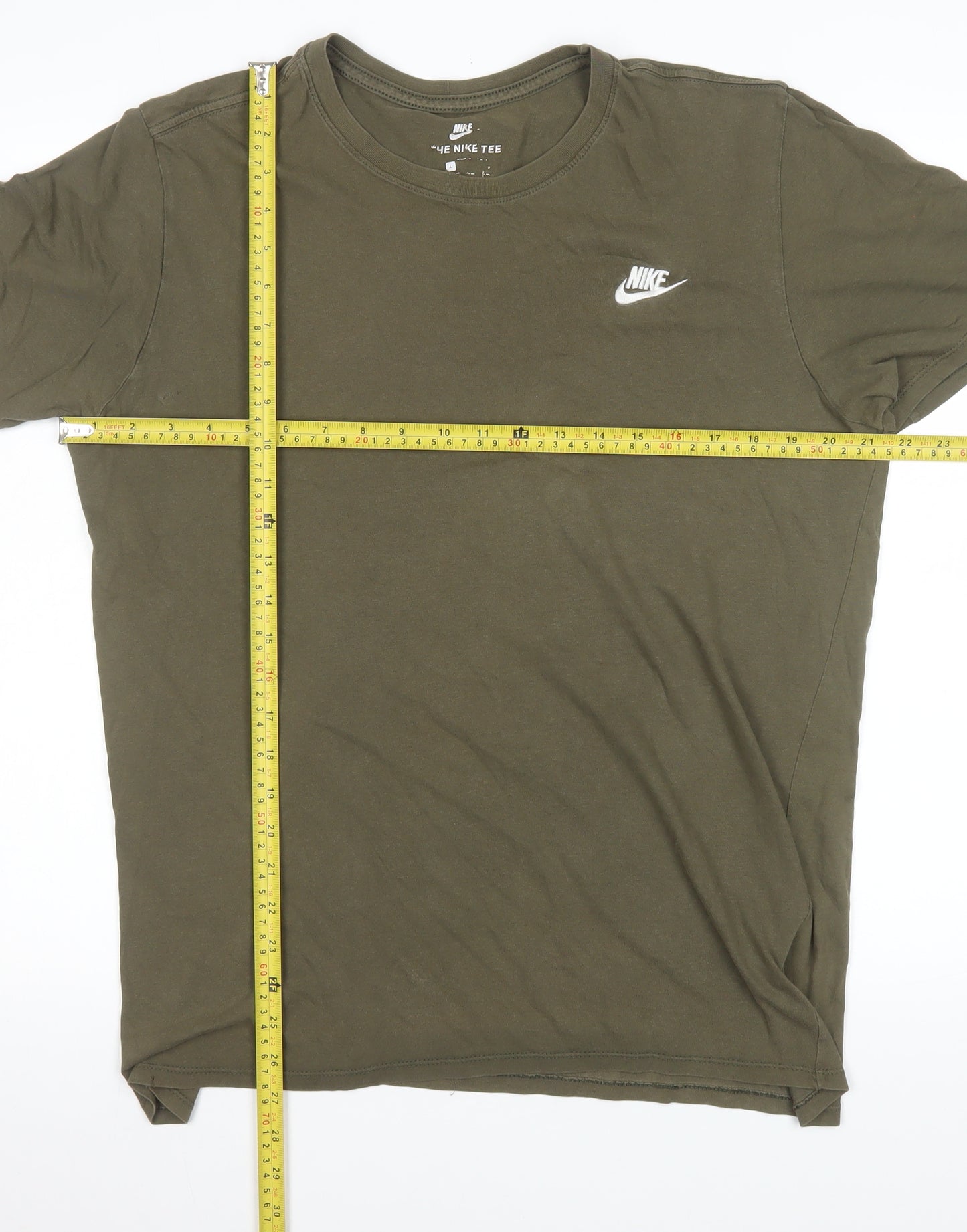 Nike Men's Khaki Green Classic Crew Neck Cotton T-Shirt Size L