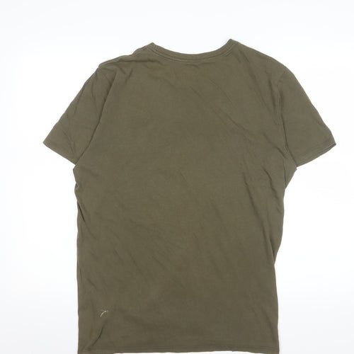 Nike Men's Khaki Green Classic Crew Neck Cotton T-Shirt Size L