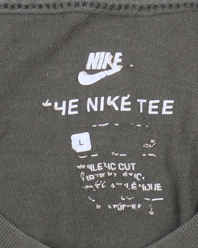 Nike Men's Khaki Green Classic Crew Neck Cotton T-Shirt Size L