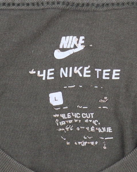 Nike Men's Khaki Green Classic Crew Neck Cotton T-Shirt Size L
