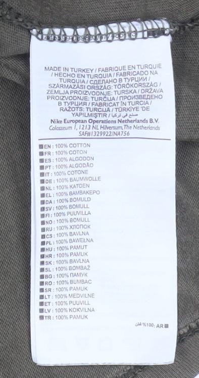 Nike Men's Khaki Green Classic Crew Neck Cotton T-Shirt Size L