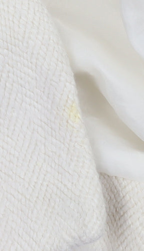 Stradivarius Women Ivory Wool Blend Belted Mid-Length Coat L