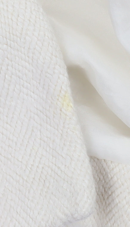 Stradivarius Women Ivory Wool Blend Belted Mid-Length Coat L