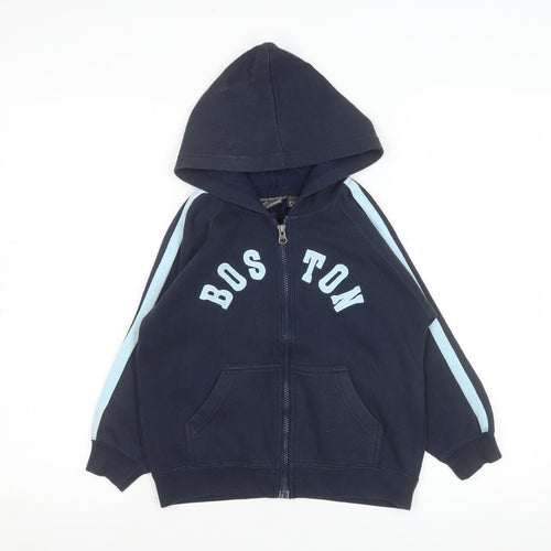 g:sixtyfour Boys Blue Hooded Zip Basic Jacket 5-6 Years Polyester Cotton