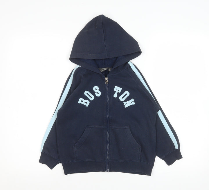 g:sixtyfour Boys Blue Hooded Zip Basic Jacket 5-6 Years Polyester Cotton
