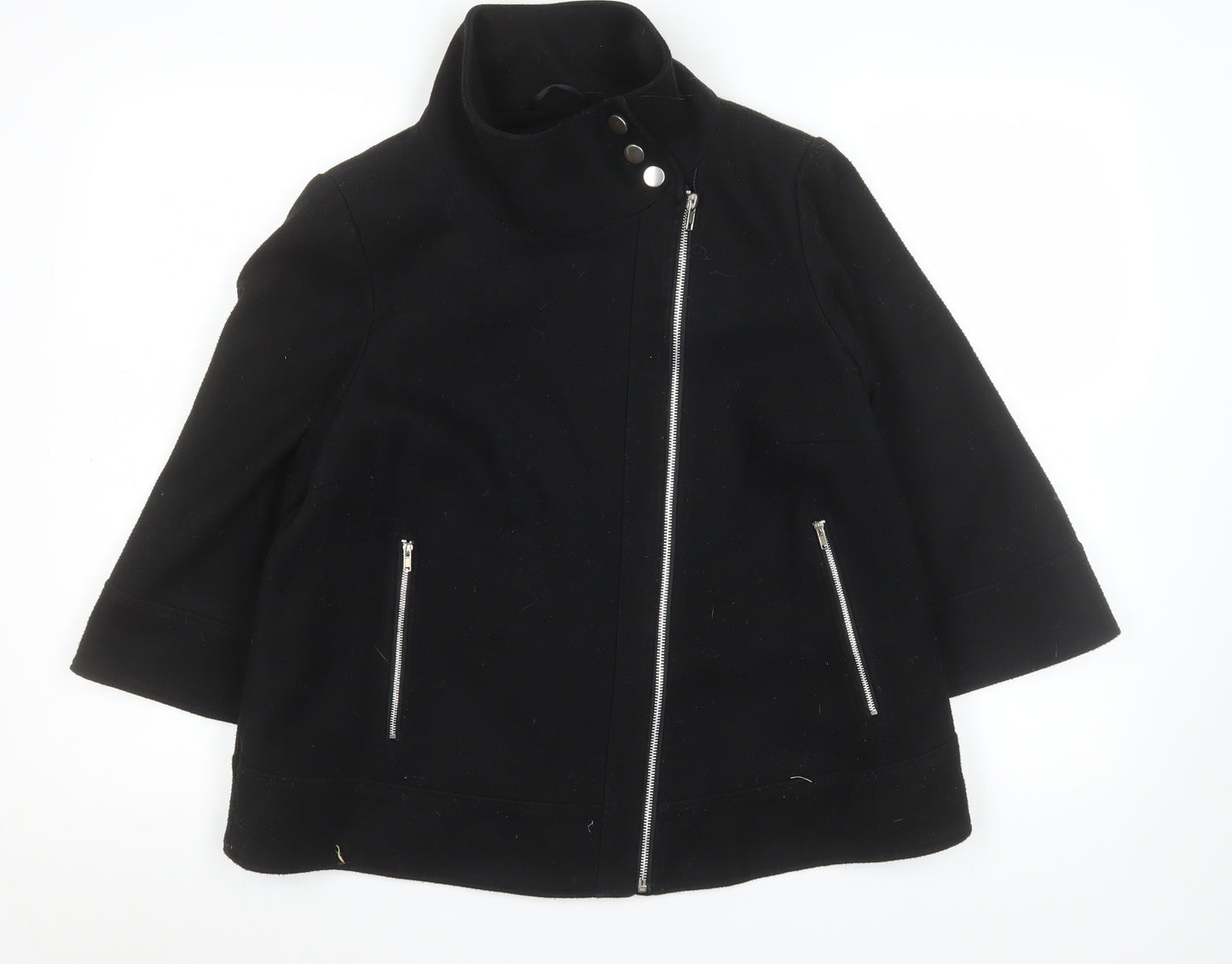 Be Beau Women's Black Size 14 Biker Jacket with Zip Details