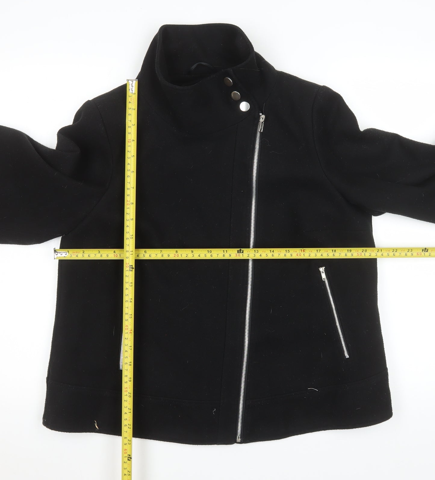 Be Beau Women's Black Size 14 Biker Jacket with Zip Details