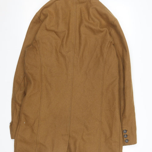 Pull & Bear Men's Brown Wool Blend Mid-Length Overcoat L