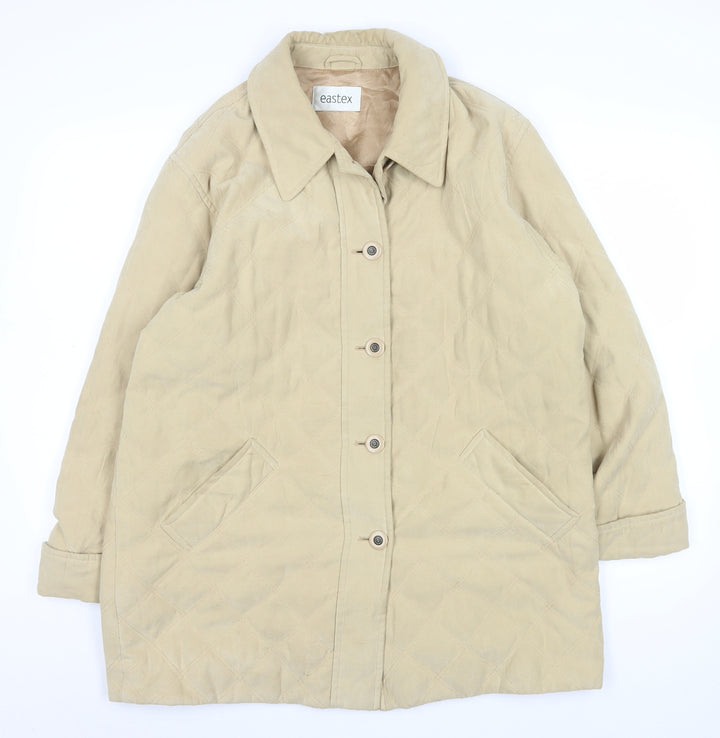 Eastex Beige Quilted Coat Unisex Adults Size 38 Mid-Length Polyester