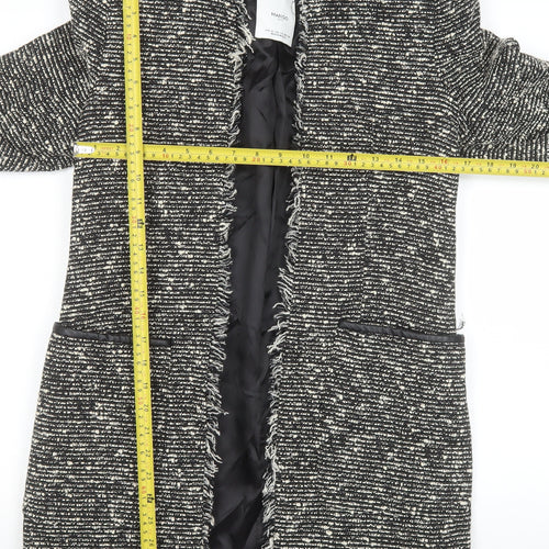 Mango Women Black Tweed Open Mid-Length Coat XS
