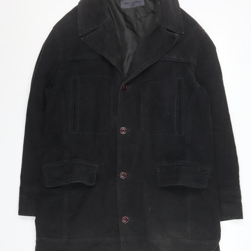 Next Mens Black Cotton Overcoat L Regular Fit Mid-Length Jacket