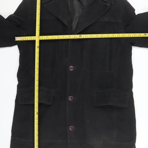 Next Mens Black Cotton Overcoat L Regular Fit Mid-Length Jacket