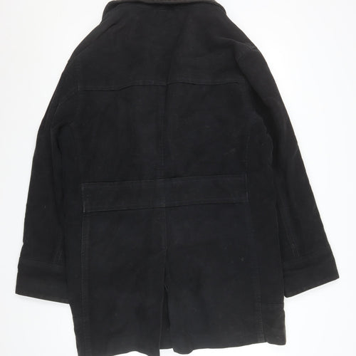 Next Mens Black Cotton Overcoat L Regular Fit Mid-Length Jacket