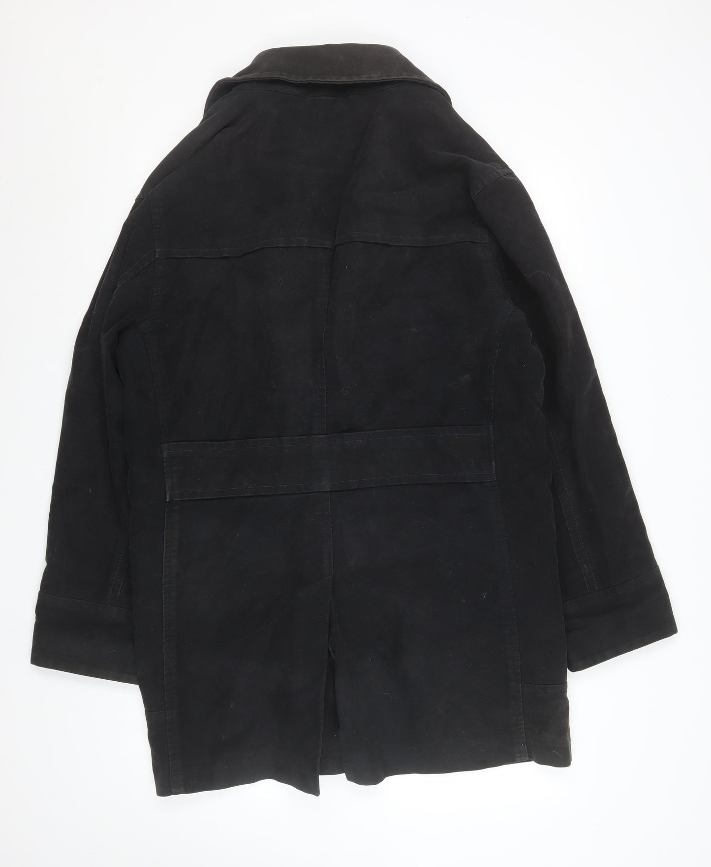 Next Mens Black Cotton Overcoat L Regular Fit Mid-Length Jacket