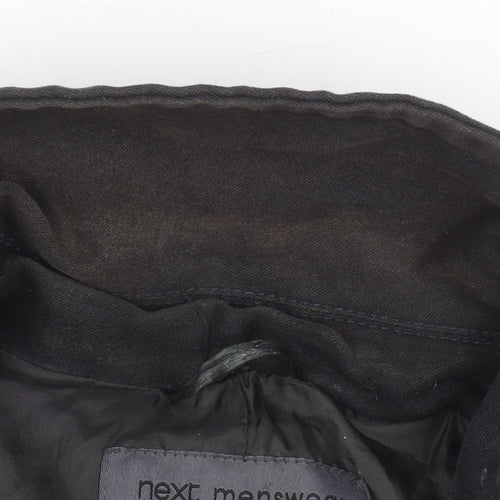 Next Mens Black Cotton Overcoat L Regular Fit Mid-Length Jacket
