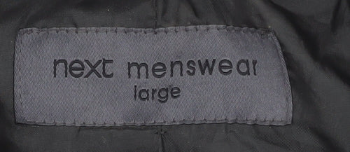 Next Mens Black Cotton Overcoat L Regular Fit Mid-Length Jacket