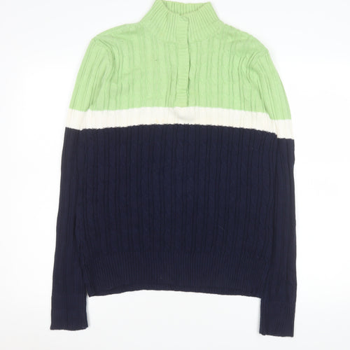 Liz & Co Men’s Multicoloured Cable Knit High Neck Cotton Jumper XL