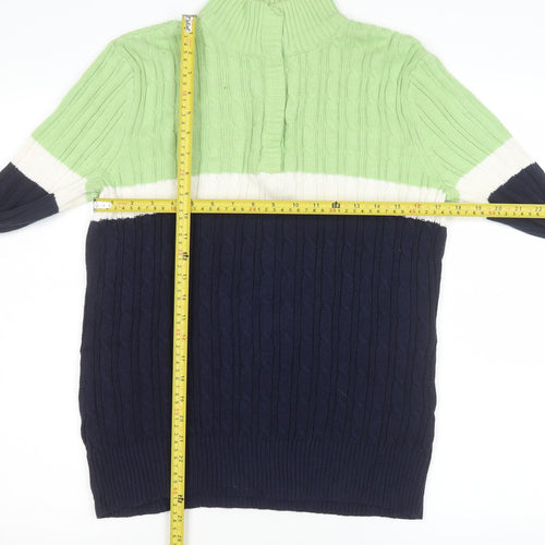 Liz & Co Men’s Multicoloured Cable Knit High Neck Cotton Jumper XL