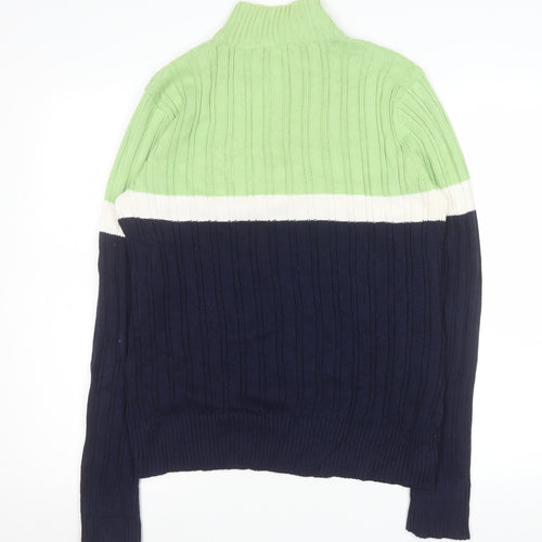 Liz & Co Men’s Multicoloured Cable Knit High Neck Cotton Jumper XL