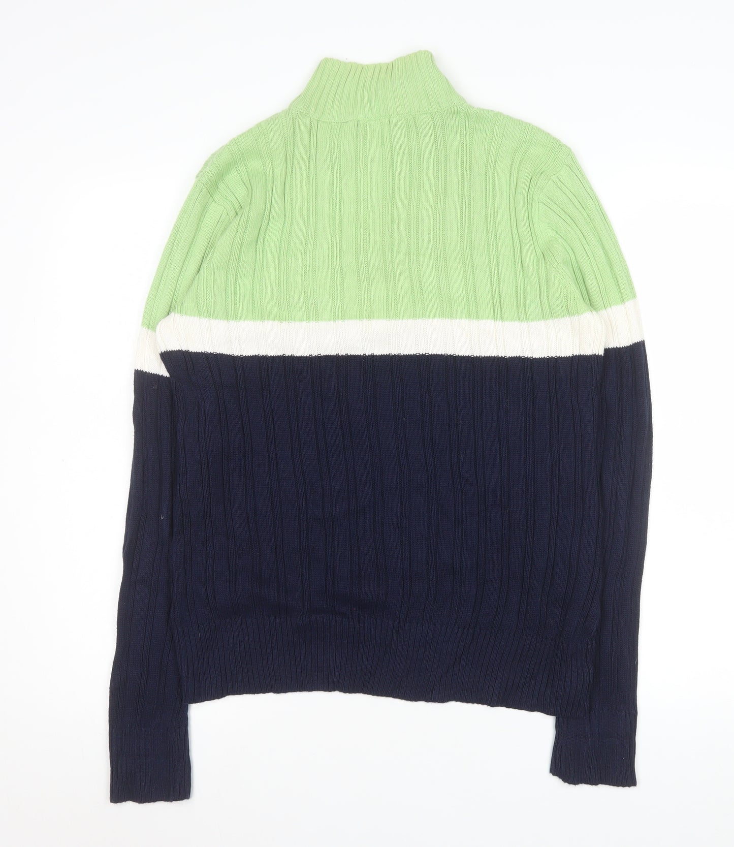 Liz & Co Men’s Multicoloured Cable Knit High Neck Cotton Jumper XL
