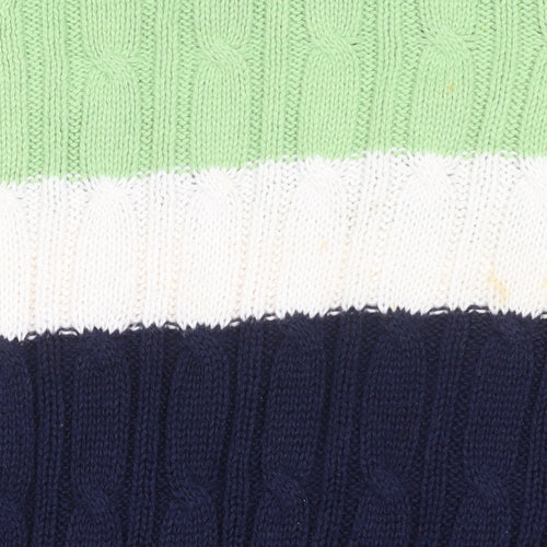 Liz & Co Men’s Multicoloured Cable Knit High Neck Cotton Jumper XL