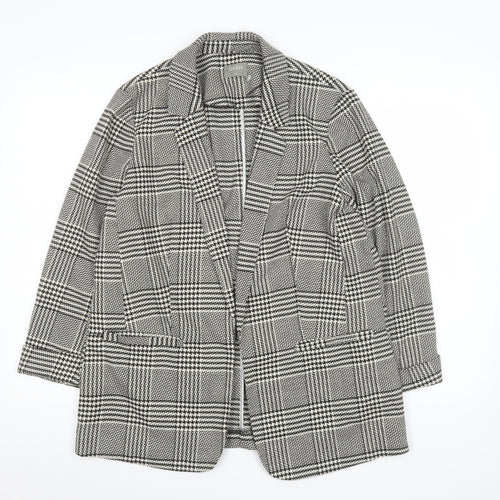 Oasis Women's Black Check Single Breasted Blazer UK 14 Classic Fit