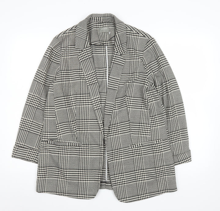 Oasis Women's Black Check Single Breasted Blazer UK 14 Classic Fit
