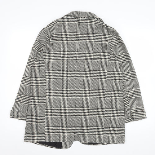 Oasis Women's Black Check Single Breasted Blazer UK 14 Classic Fit