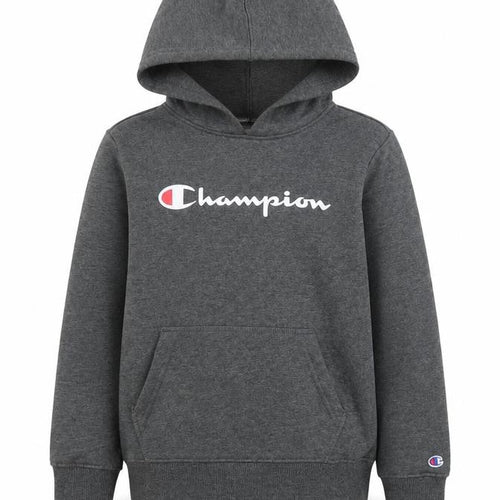 Champion Boys Grey Pullover Hoodie 7-8 Years Graphic Logo Fleece Sweatshirt