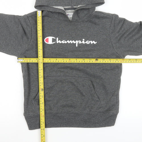 Champion Boys Grey Pullover Hoodie 7-8 Years Graphic Logo Fleece Sweatshirt
