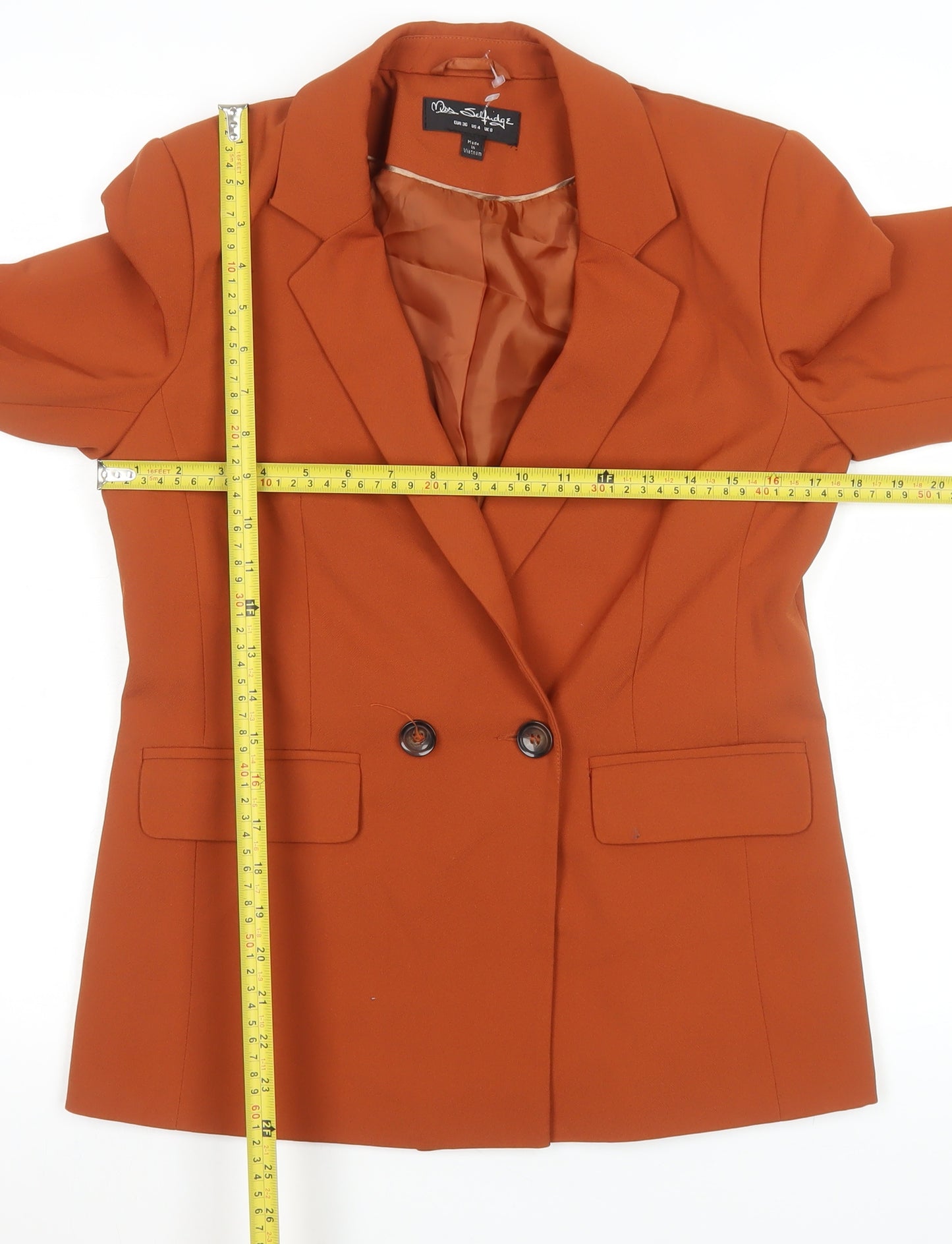 Miss Selfridge Women's Orange Double-Breasted Blazer UK 8