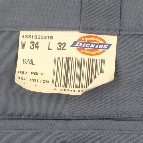 Dickies Men Blue 30x32 Regular Fit 874 Work Chino Trousers