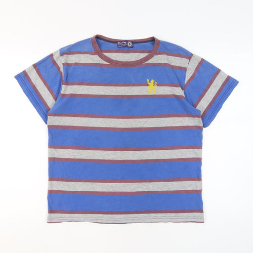 Blue Flag Chelsea Mens Blue Striped Cotton T-Shirt Size M